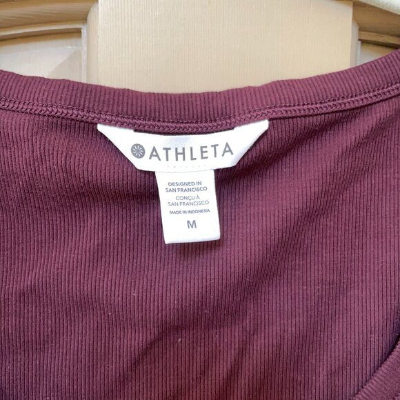 NWOT Athleta Signature Rib Henley Top in Spiced Cabernet - Picture 3 of 5